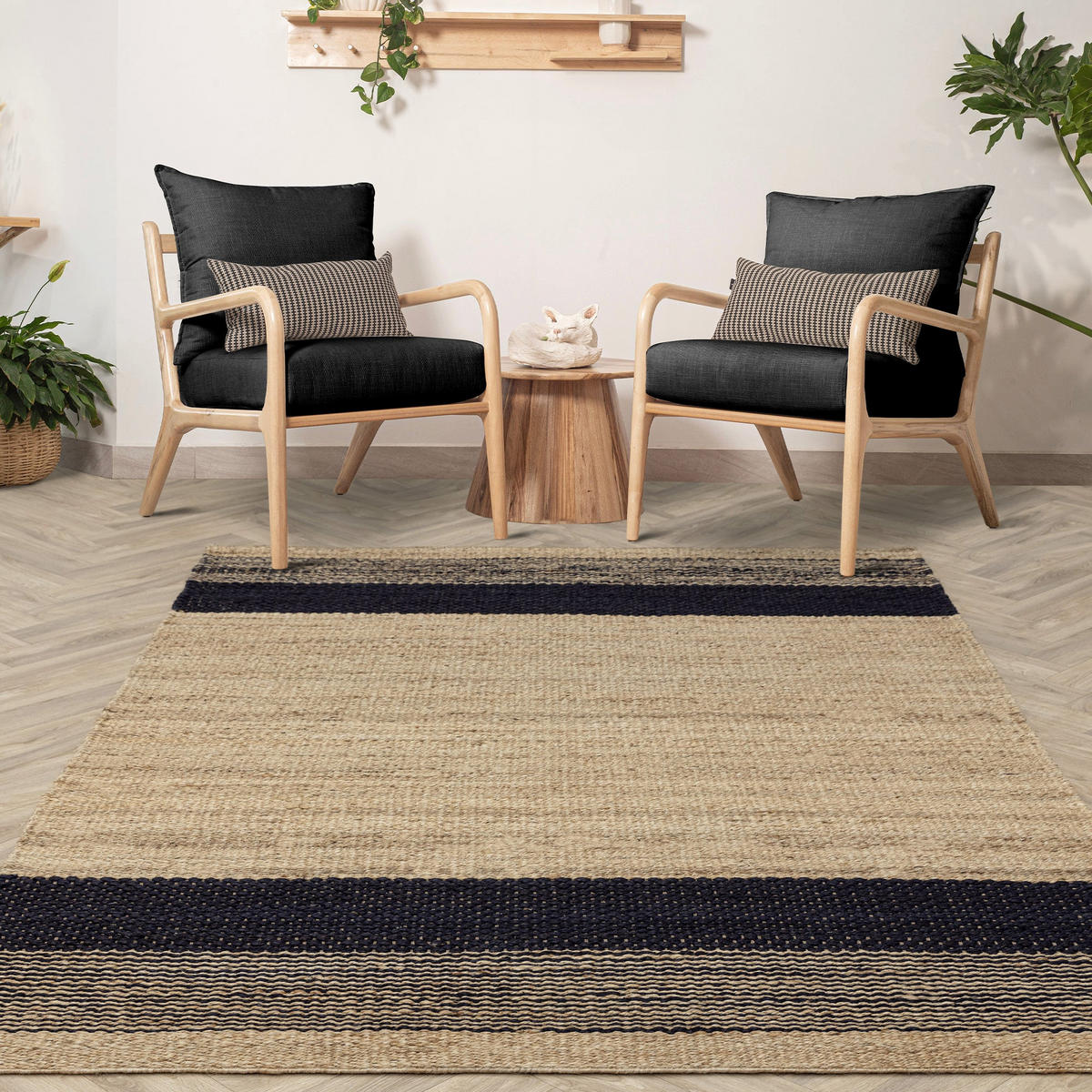 TEPPICH Naturfaser BANYAN Schwarz 120 x 170 cm - Schwarz, Naturmaterialien (120/170cm) - Novatrend
