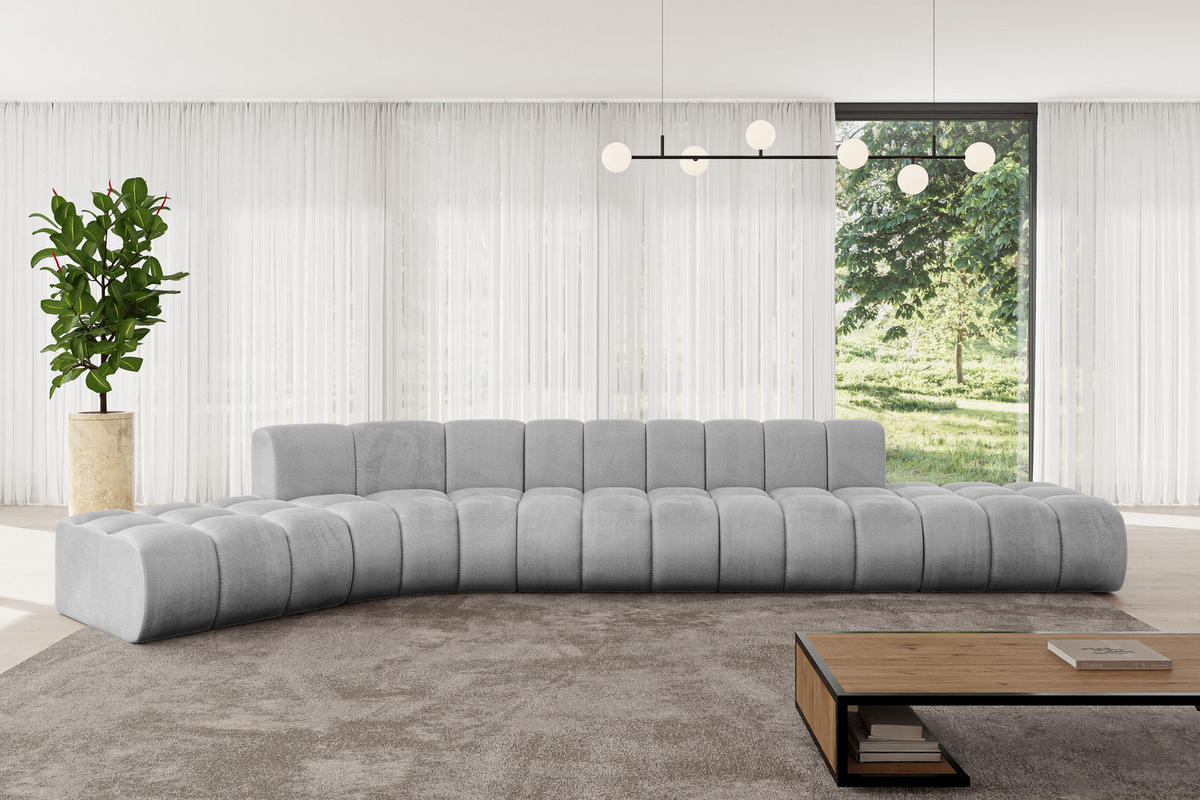 ECKSOFA modulares Sofa Solven-L2 - 471x174x70 cm Grau - Hellgrau, Holzwerkstoff/Textil (471/174cm) - ALTDECOR