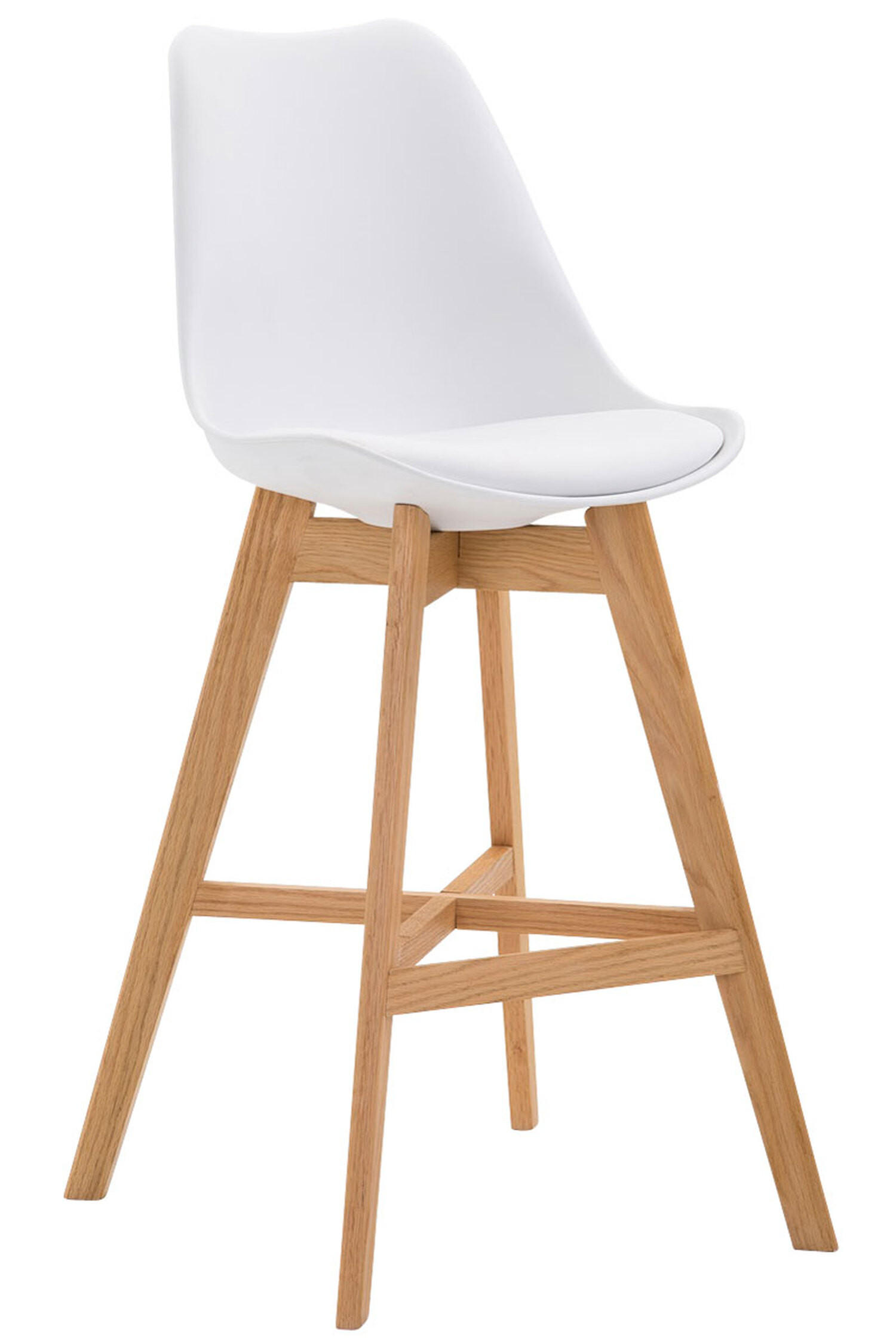 BARHOCKER Canada, Gestell Natura, Kunststoff Weiß - Weiß/Naturfarben, Holz/Kunststoff (48/100/56cm) - TPFLiving