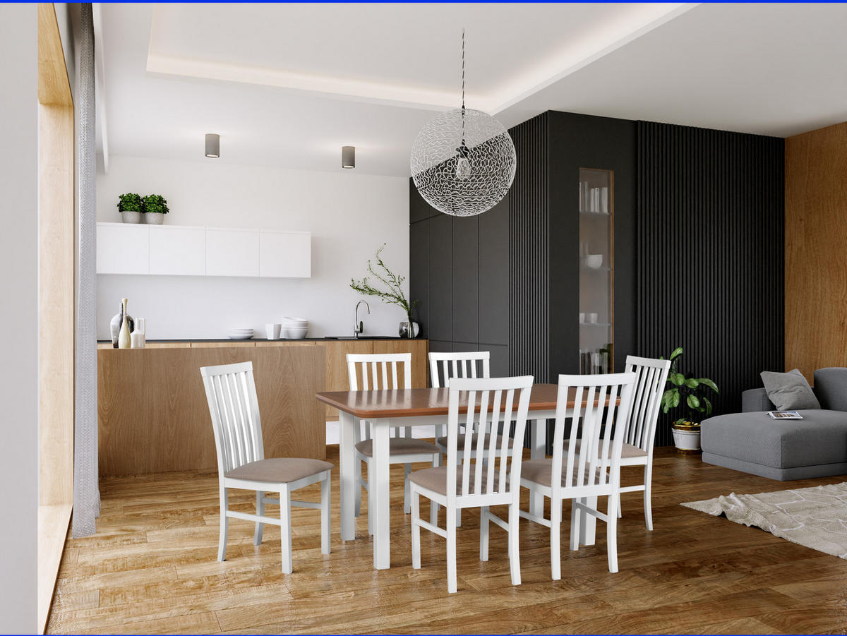 ESSTISCH Wenus 2 S, 140-180/80 cm - Wildeiche/Weiß, Holz (80/140/76cm) - Leaf Design