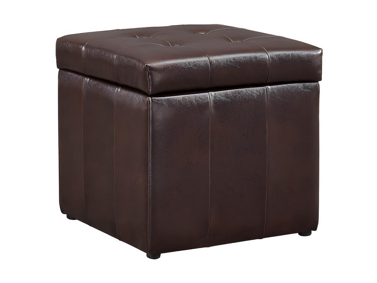 SITZHOCKER - 1 Person - Kunstleder - Schokoladenbraun - SERAFINO - Braun, Leder (49/48/49cm) - Vente-Unique