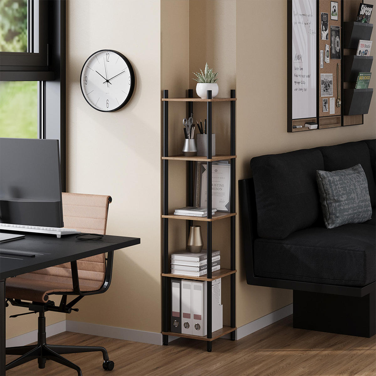 ROHOVÁ POLICE Bivio Zlatý dub power/antracit - medově dubová, kompozitní dřevo (30/133/30cm) - Vicco