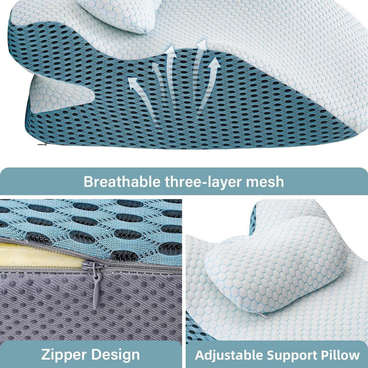 KOPFKISSEN Luneth 60/36/24 cm - Blau, Textil (36/60cm) - ZMH