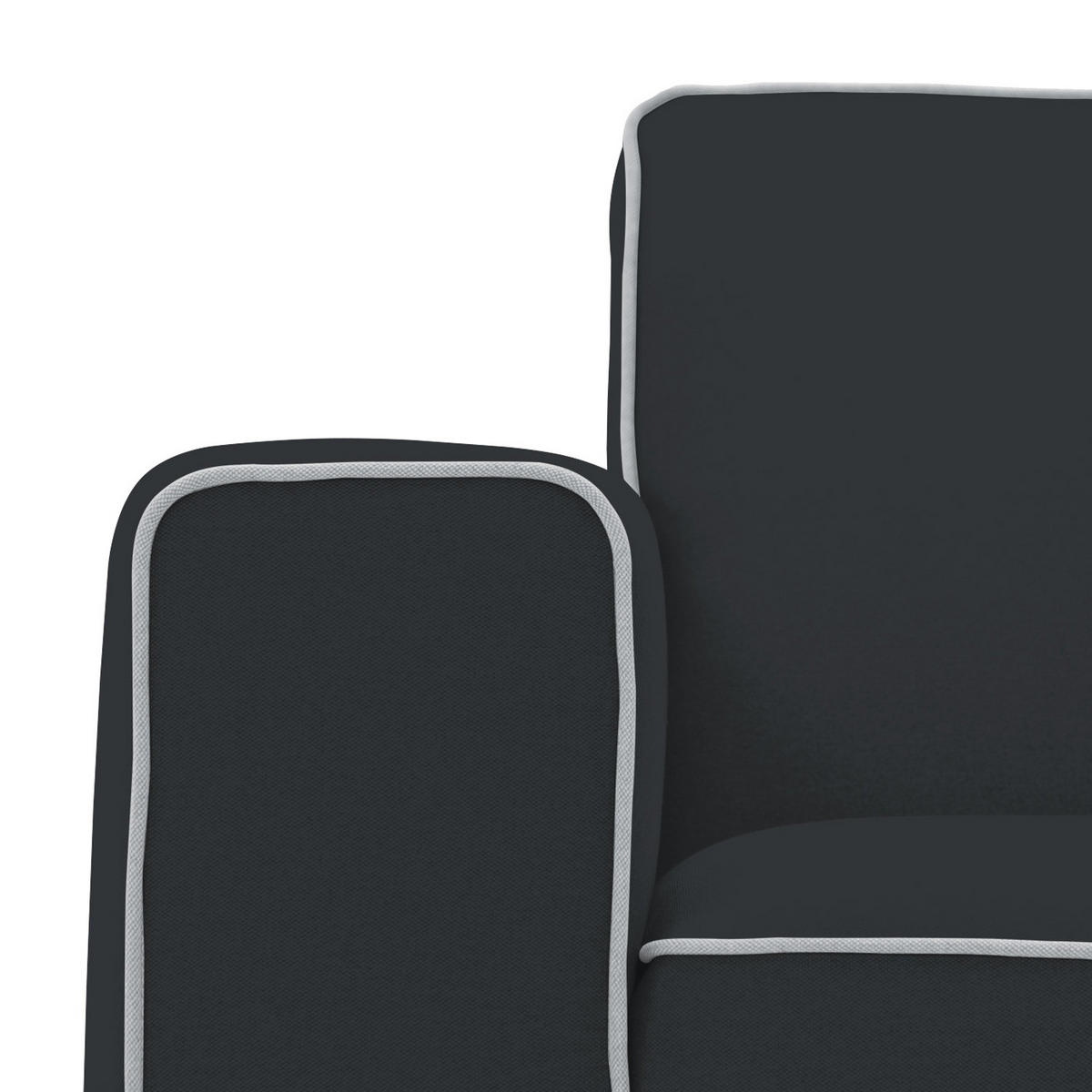 ECKSOFA mit Longchair - Webstoff - Anthrazit/Schwarz, Textil/Metall (264/168cm) - home24