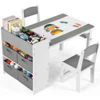 KINDERTISCH mit 2 Stühlen Set Grau Weiß - Weiß, Holzwerkstoff (53/64/102cm)