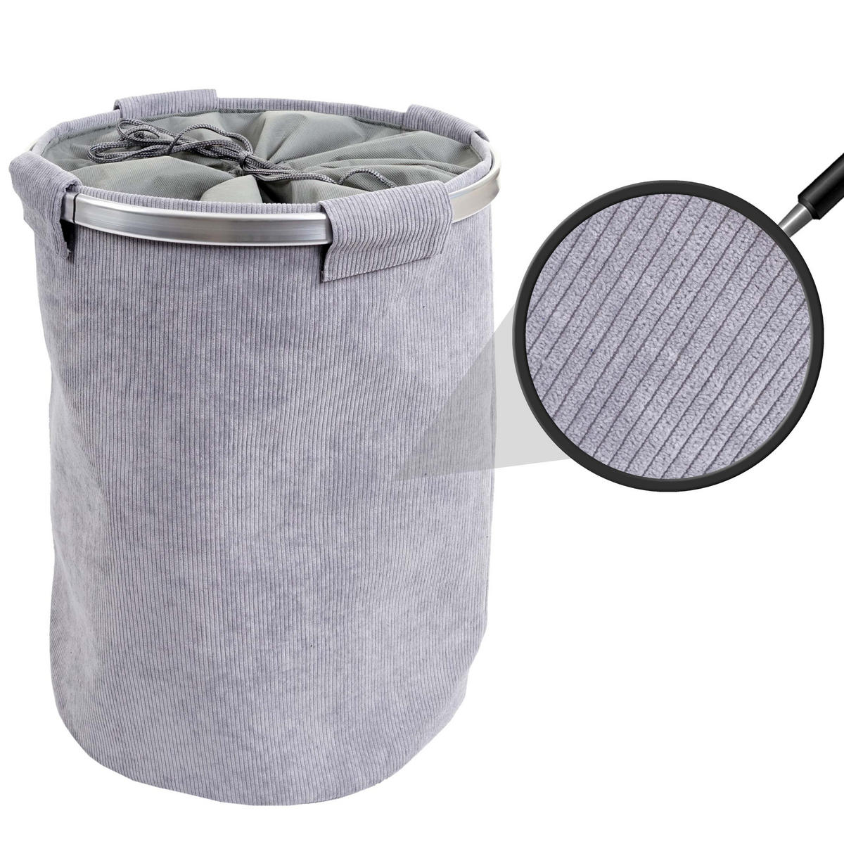 KOŠ NA PRÁDLO S SIETOU 65L Sivý - sivá, textil (39/55/39cm) - MCW