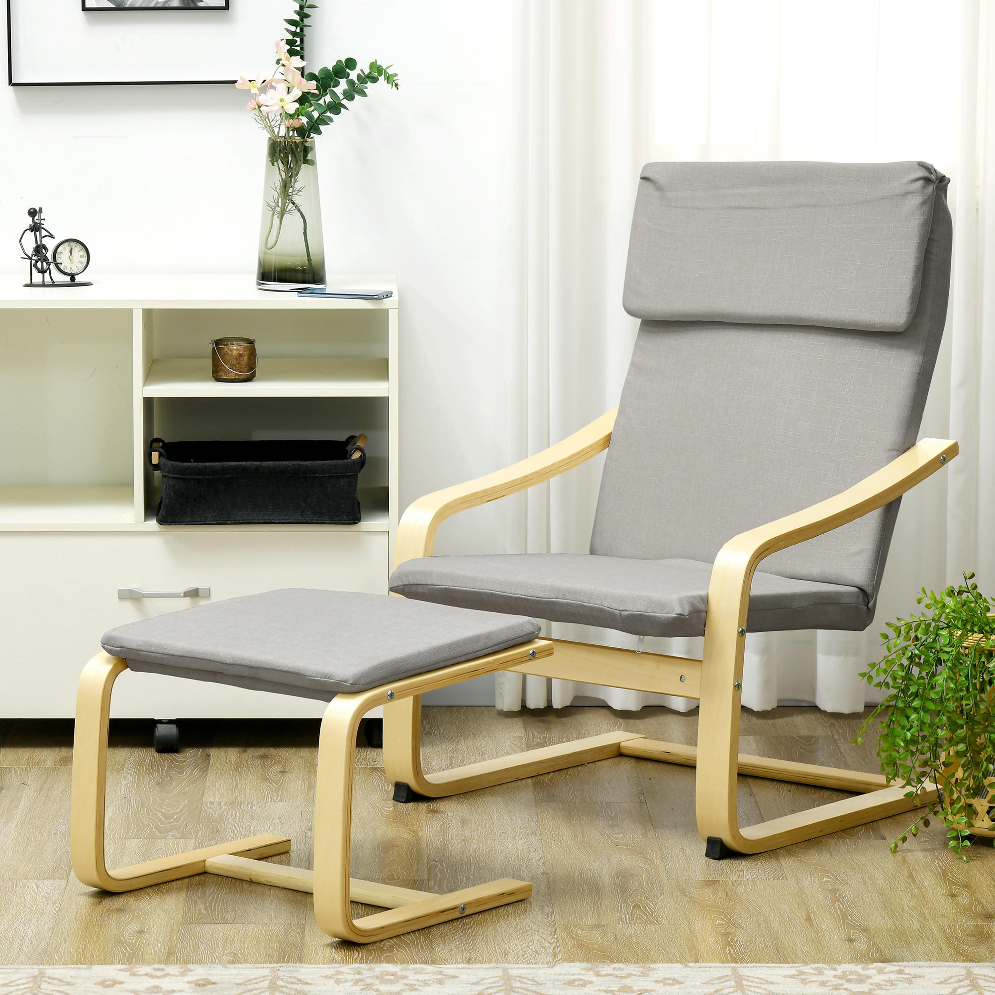 RELAXSESSELSET Hellgrau - Hellgrau, Kunststoff (80/99/66.5cm) - HOMCOM