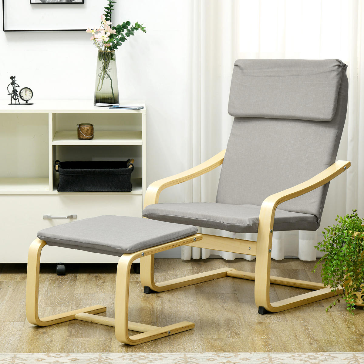 RELAXSESSELSET Hellgrau - Hellgrau, Kunststoff (80/99/66.5cm) - HOMCOM