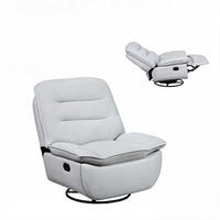 RELAXSESSEL 360° drehbar mit Fußstütze und Stauraum, DE-42187, Hellgrau - Hellblau, Metall (49.5/106/95cm) - ComfortXL