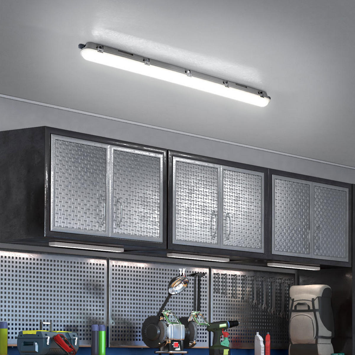 LED DECKENLEUCHTE Grau Modern 10er Set - Grau, Kunststoff (127.5/6.8/5.8cm)