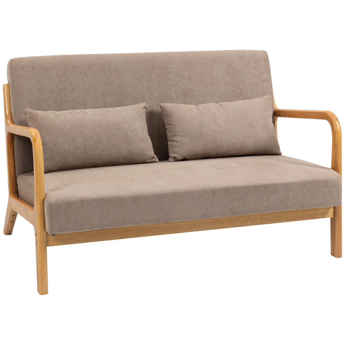 SOFA 2-Sitzer, Samt, Hellgrau - Hellgrau, Textil (80/72/122cm) - HOMCOM