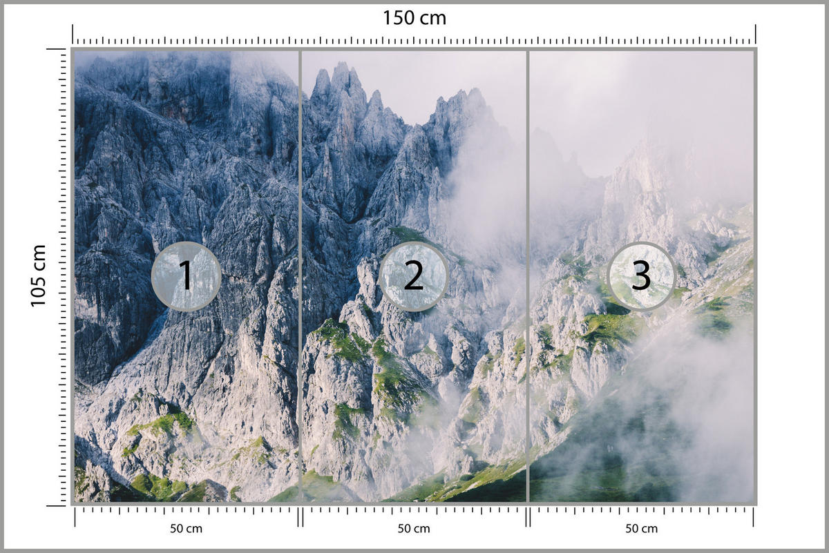 FOTOTAPETA Pre Obývaciu Izbu Skalnaté Hory Hmla Mach 150 x 105 cm - modrá/sivá, papier (150/105cm) - Muralo