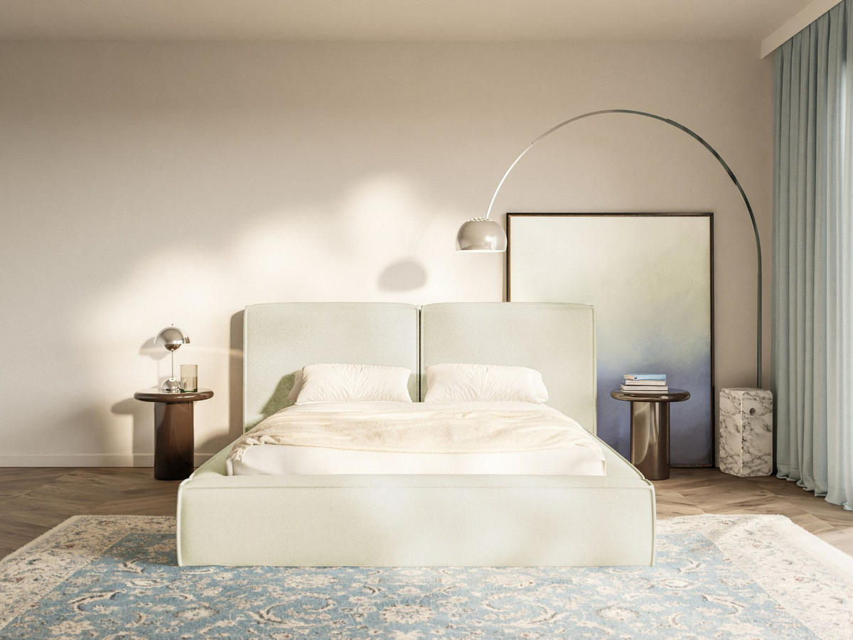 POLSTERBETT Tilves Creme 140x200 cm - Creme/Schwarz, Kunststoff/Textil (140/200cm) - Selsey