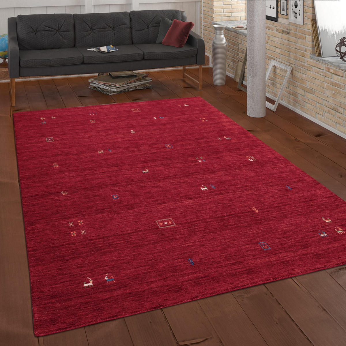 NATURFASERTEPPICH 80/150 cm Gabbeh 312 - Rot, Naturmaterialen (80/150cm) - Paco Home