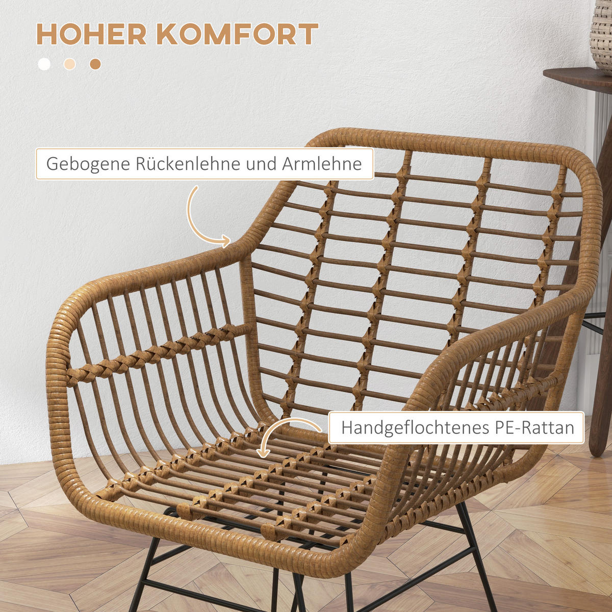 ESSZIMMERSTÜHLE, PE-Rattan Stahl Braun - Braun, Kunststoff (60/79/56cm) - HOMCOM