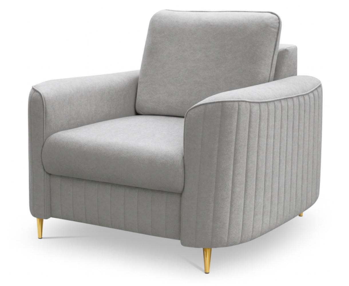 SESSEL Hellgrau LOREN Mit Goldenen Beinen - Grau, Textil (100/85/94cm) - Sepro Meble