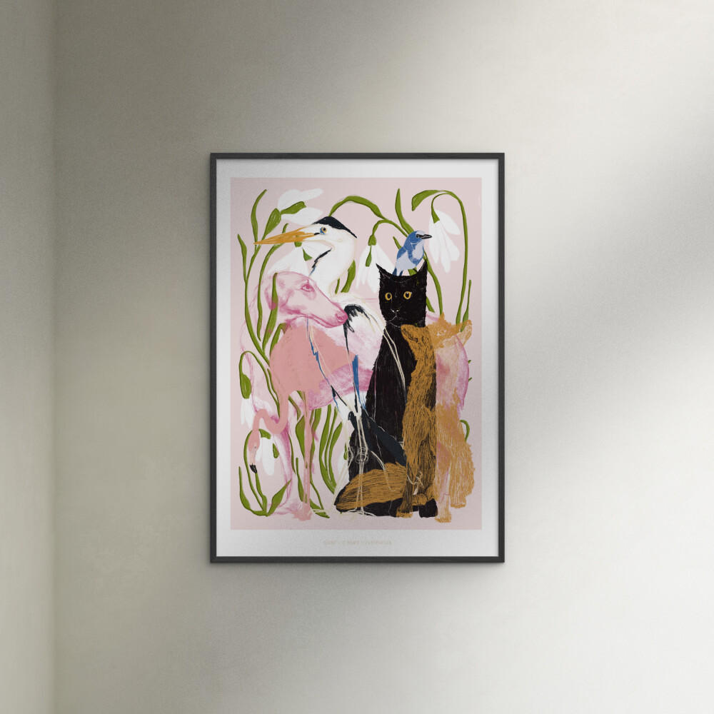 POSTER mit Rahmen Jenny Liz Rome - Collage of Animals - Multicolor/Schwarz, Holz/Papier (50/70cm) - Poster&Frame