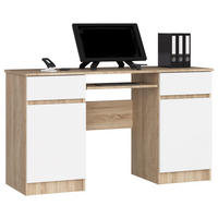 SCHREIBTISCH Sonoma Eiche, Weiß 135x50x77 cm - Weiß/Sonoma Eiche, Holzwerkstoff (50/135/77cm) - Akord