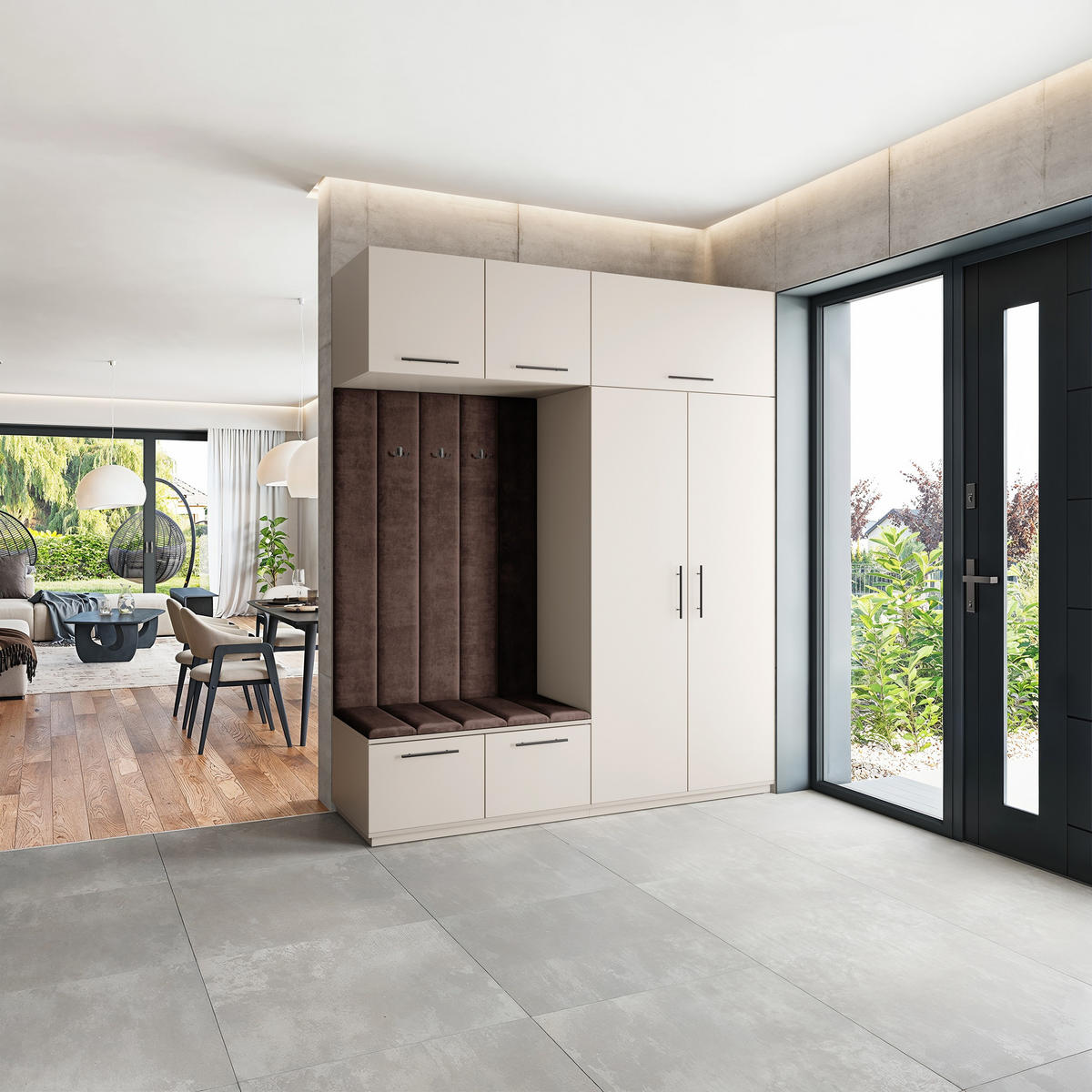 GARDEROBENSCHRANK REMA 200/240/60 cm Modern Garderobe-Set Kaschmir - Kaschmir/Braun, Holzwerkstoff (200/240/60cm) - MASSENO