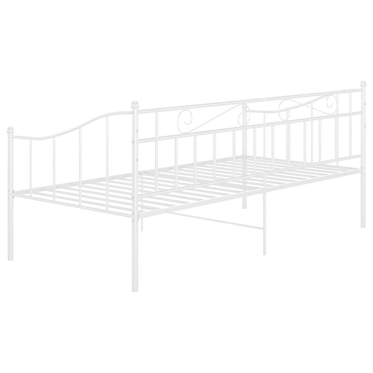 SCHLAFSOFA Bettgestell Weiss Metall 90/200 Cm - Weiß, Naturmaterialien (90/200cm) - vidaXL