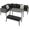 RATTANLOUNGE Pula,mit Sicherheitsglasplatte,grau - Grau, Kunststoff/Metall - tectake
