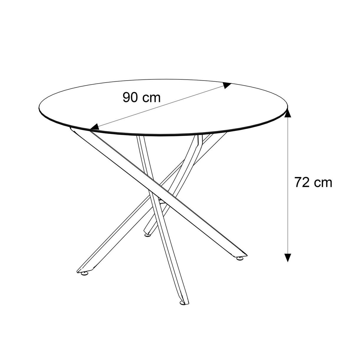ESSTISCH BEIRA Runder Tisch 90 cm mit Glasplatte und Gold Tischbeine - Chromfarben/Goldfarben, Glas (90/90/72cm) - Lookway