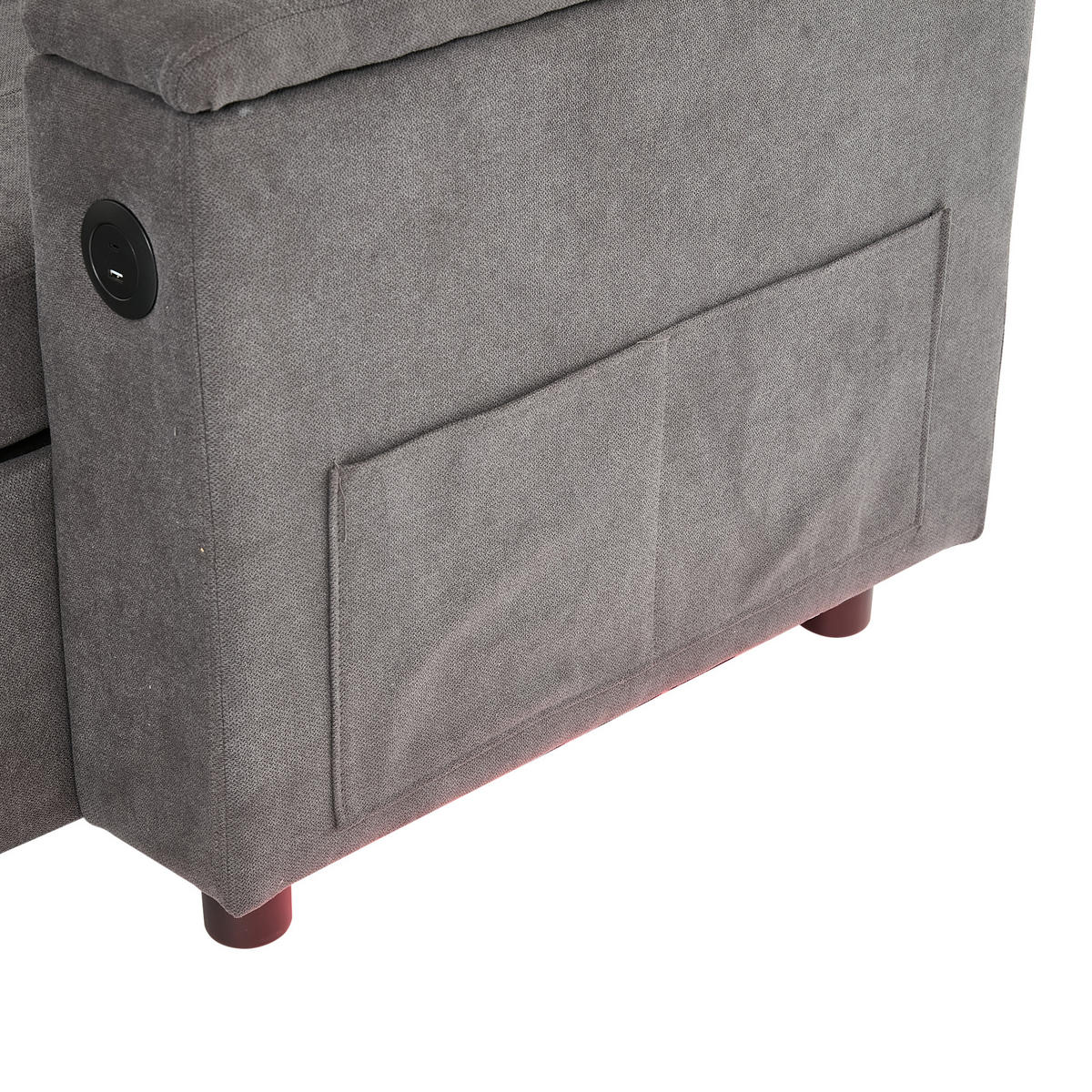 3-SITZER SCHLAFSOFA Vliesstoff Grau mit Stauraum, LED und USB - Grau, Holzwerkstoff/Textil (208/146cm) - WISHDOR