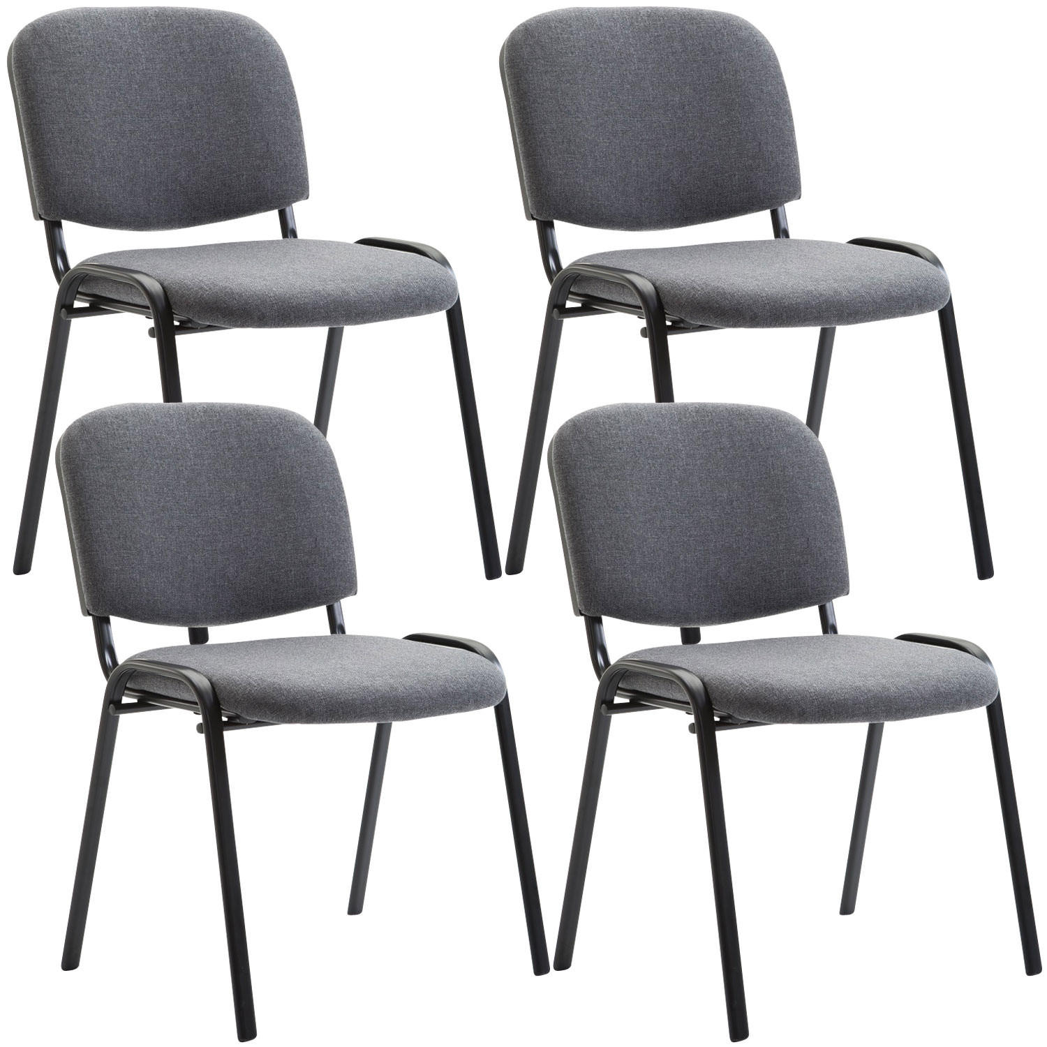 BESUCHERSTUHL 4er Set Stoff grau - Schwarz/Grau, Textil/Metall (53/83/53cm) - CLP
