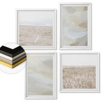 WANDBILDER 4er-Set - 50x50 cm & 40x60 cm Weißer Rahmen - Abstrakter Hintergrund mit feinen Strichen - Weiß, Kunststoff (50/50cm) - ArtPrintCave