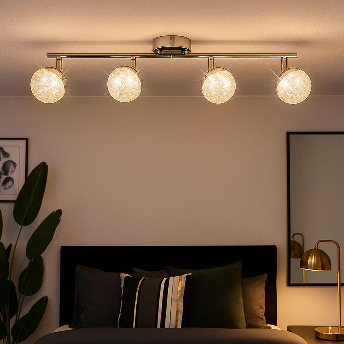 LED DECKENLEUCHTE UTILA Silber Chrom - Silberfarben, Metall (60/8.5/17.5cm) - Globo Lighting