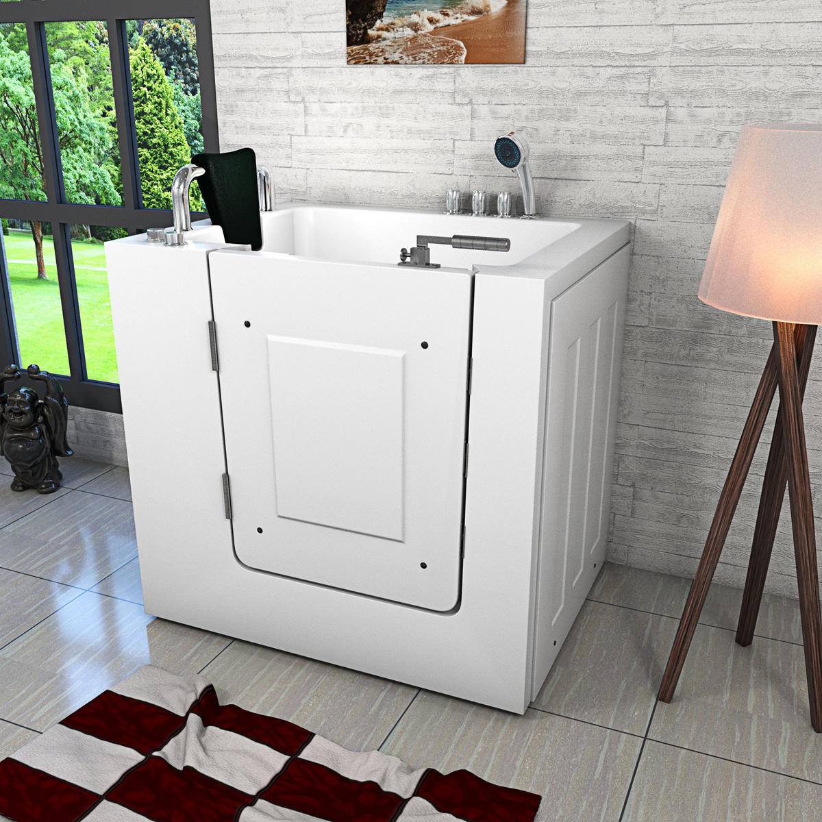 SITZWANNE Whirlpool Wanne mit Tür S02WP-TH-B-L 100x78cm - Weiß, Glas/Kunststoff (100/113/78cm) - AcquaVapore by Sandra Jentho