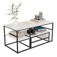 2ER SET COUCHTISCH Marmor Schwarz - Schwarz, Metall (105/52/48.5cm)