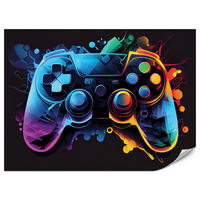 FOTOTAPETE für Jugendzimmer Gamepad Bunt Abstraktion Gaming Modern 250x175 - Gelb/Rot, Papier (250/175cm) - Muralo