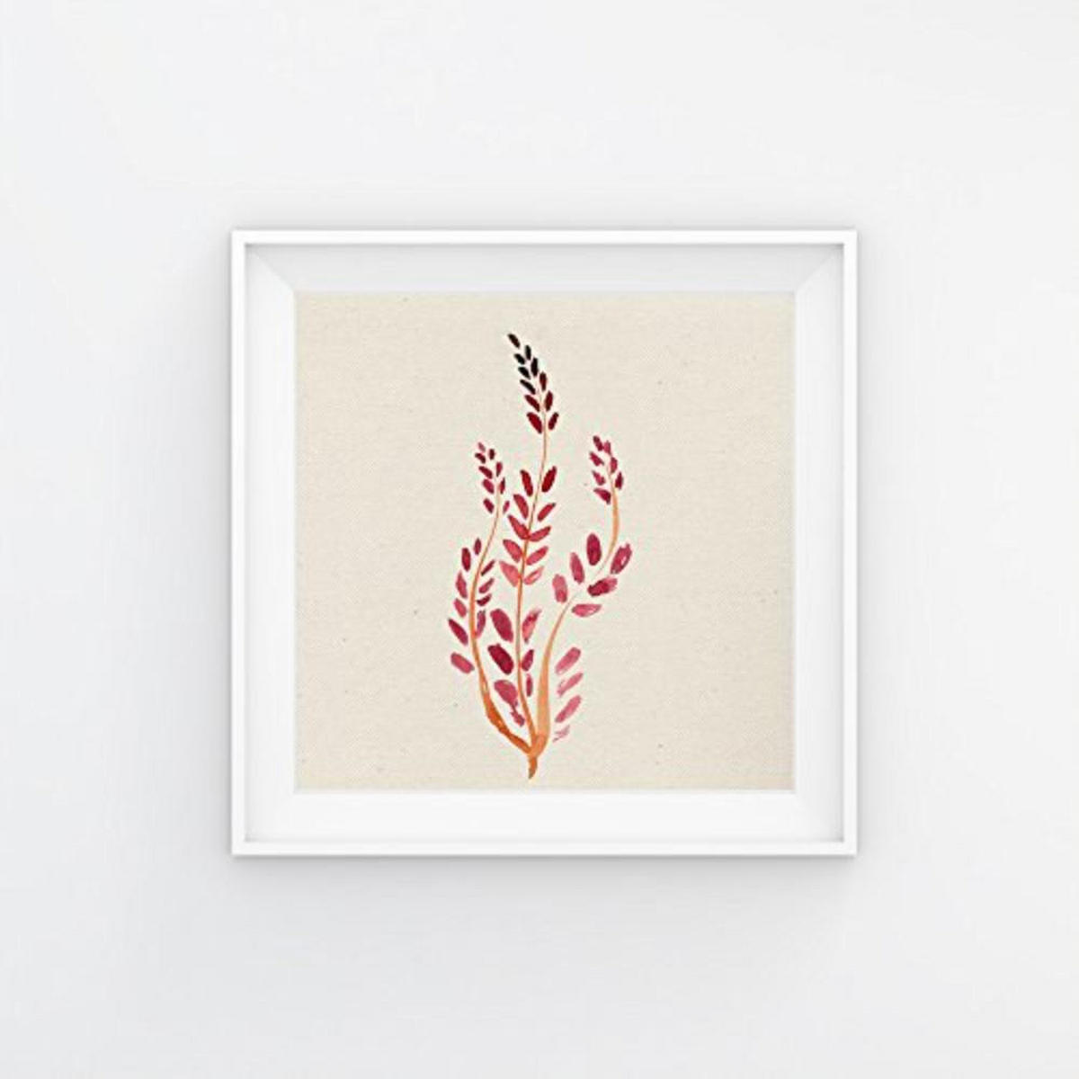 POSTER Set mit 4 Bunte Roten Blättern 15x15 cm Schwarzer Rahmen - Schwarz, Papier (15/3cm) - Nacnic