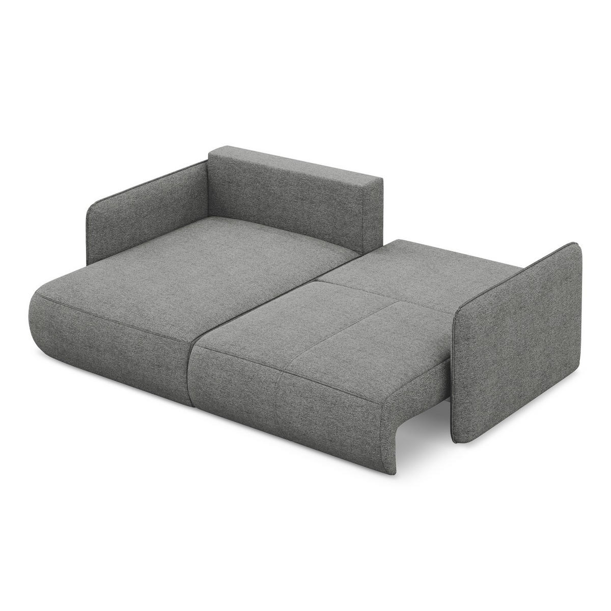 ECKSOFA mit Schlaffunktion Chenille Stoff Grau - Schieferfarben/Schwarz, Kunststoff/Textil (148/207cm) - LaMiaSofa