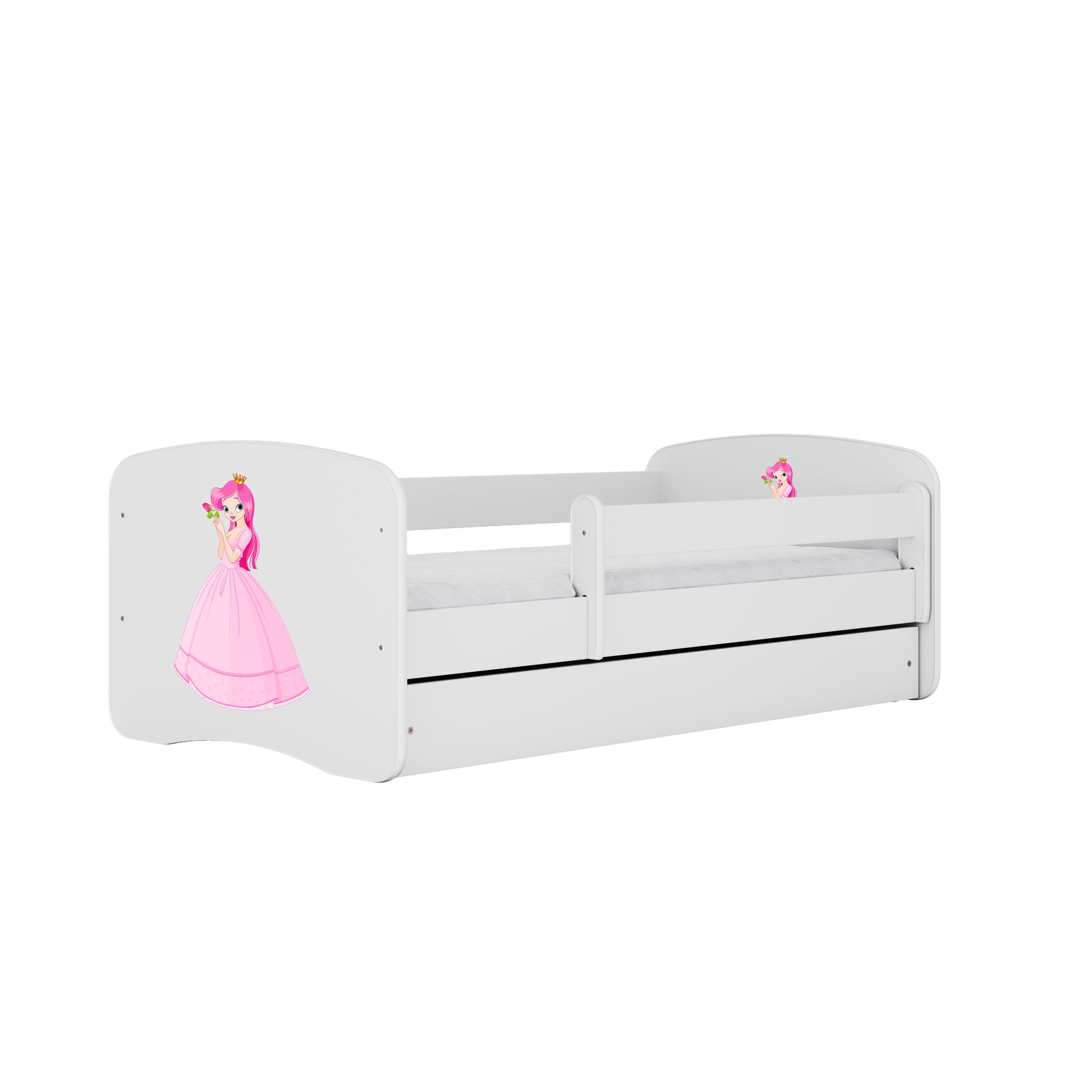 KINDERBETT Prinzessin mit Schublade und Matratze 160/80 - Weiß, Holzwerkstoff (80/160cm) - RAUMHIRSCH FURNITURE