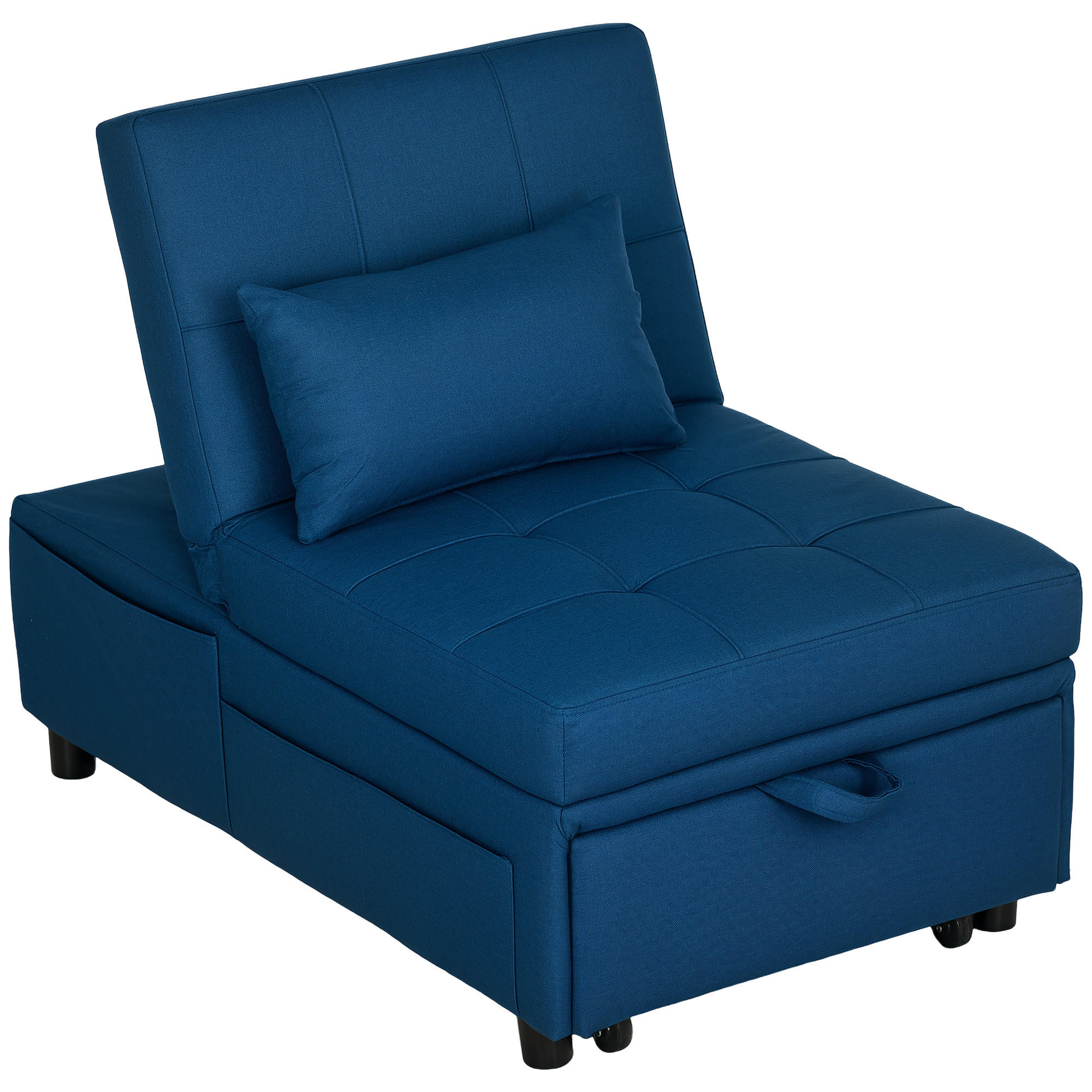 SCHLAFSESSEL 3-in-1, mit Bettfunktion, Blau - Blau, Textil (65.5/81/104cm) - HOMCOM