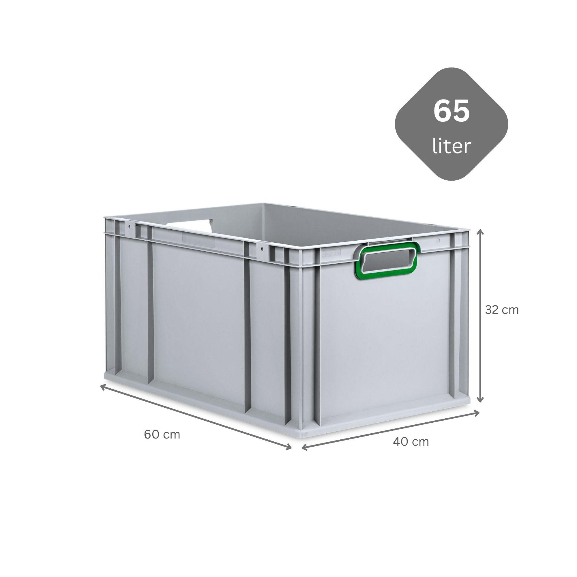 EUROBOX 3x Nextgen Color 32x40x60cm 65 Liter Griffe Grün Offen - Grün, Kunststoff (40/22/60cm) - PROREGAL