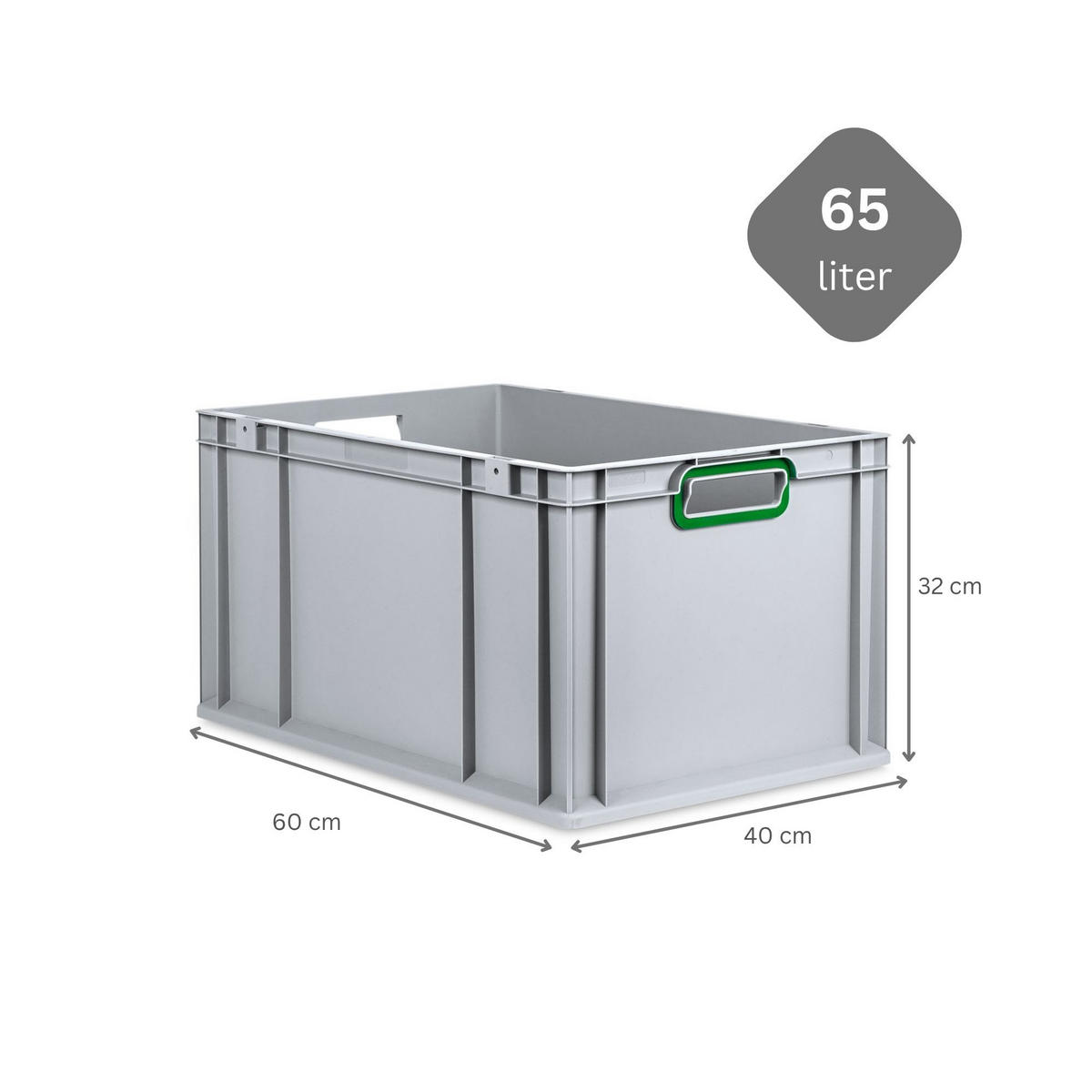 EUROBOX 3x Nextgen Color Mit Auflagedeckel 32x40x60cm Griffe Grün Offen - Grün, Kunststoff (40/32/60cm) - PROREGAL