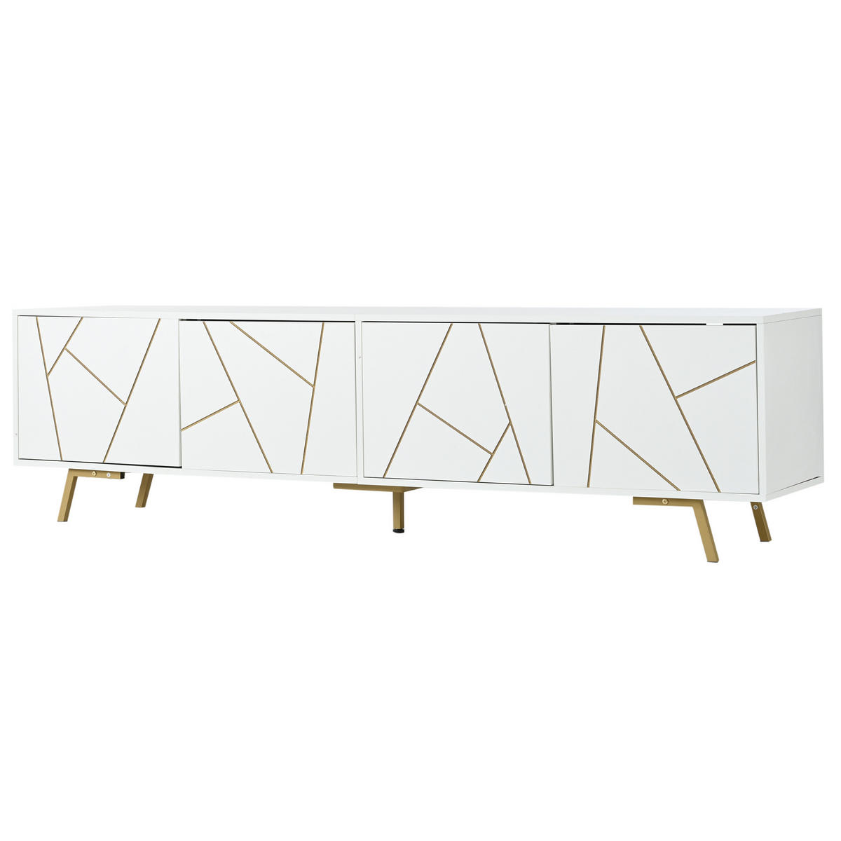 TV-LOWBOARD holzwerkstoff in weiß mit gold-details, 4 türen - Weiß, Holzwerkstoff (190/51.5/40cm) - Urban Meuble