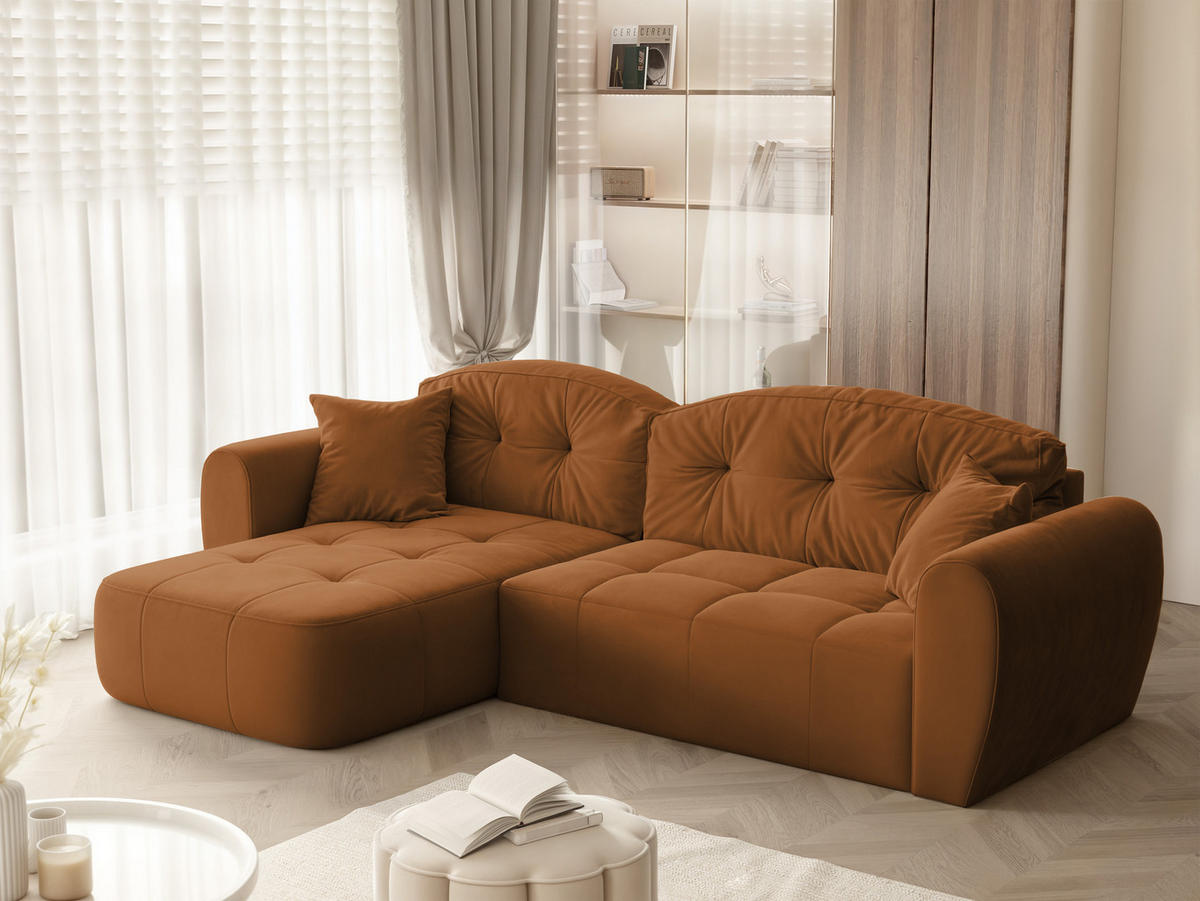 ECKSOFA RAVEN mit Schlaffunktion und Bettkasten Orange - Orange, Holzwerkstoff/Kunststoff (250/160cm) - Idohome