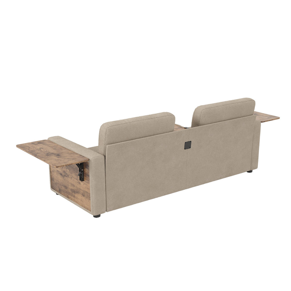 2-SITZER-SOFA mit Laptop-Tisch und Stauraum, DE-42611, Khaki - Sandfarben, Metall (178/57.5/71cm) - ComfortXL