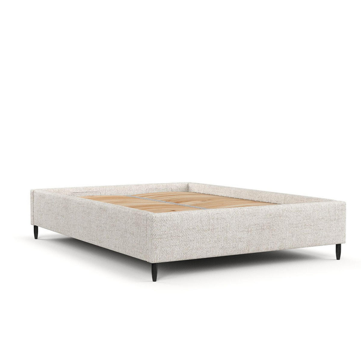 POLSTERBETT Larch Creme 140/200 cm im Webstoff - Creme/Schwarz, Holz/Holzwerkstoff (140/200cm) - Maison de Reve