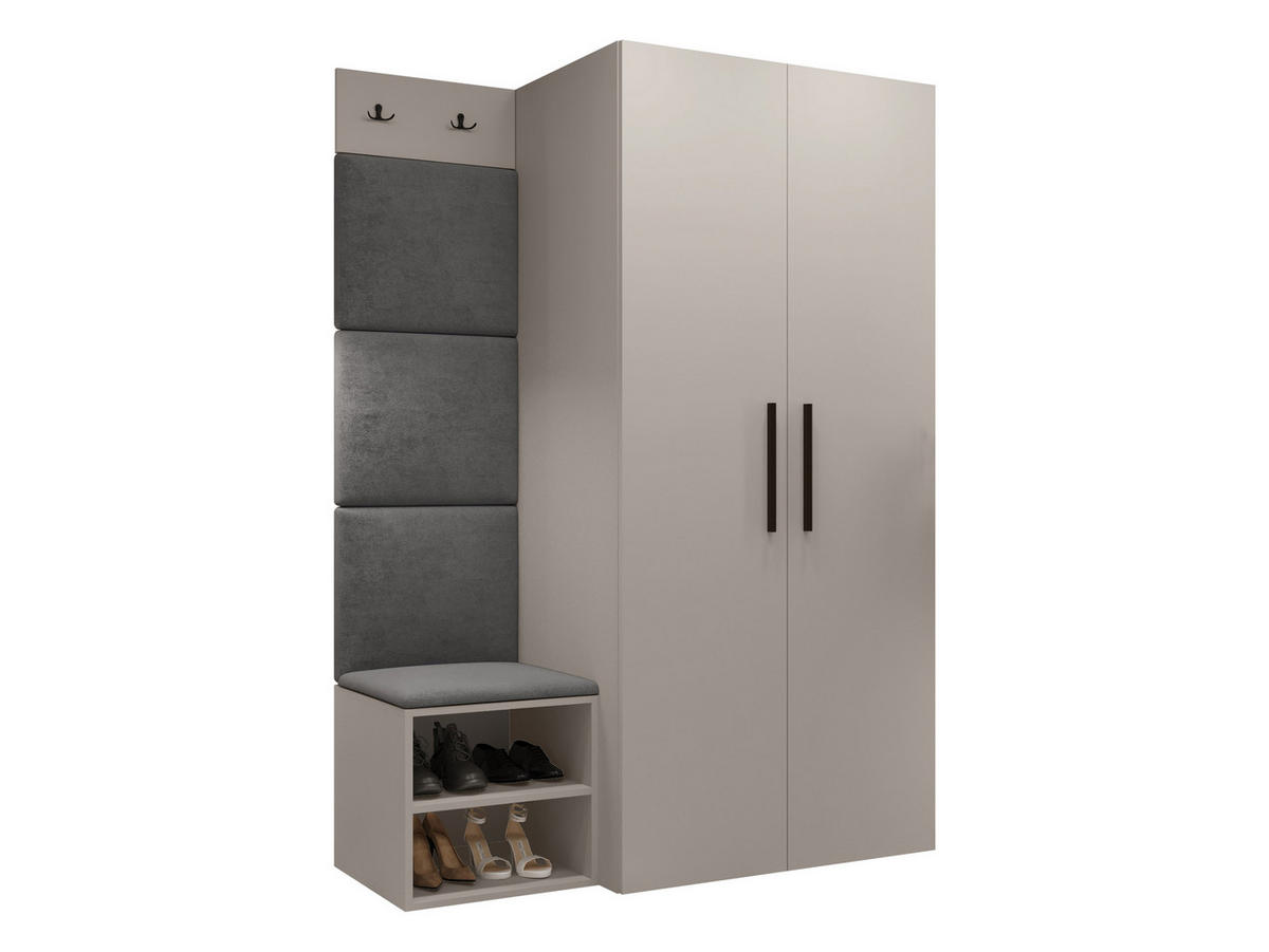 GARDEROBEN-SET Medi IV - Kaschmir/Schwarz, Holzwerkstoff/Kunststoff (80/191/50cm) - MIRJAN24