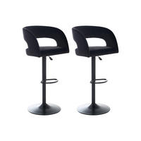 BARHOCKER 2er-Set höhenverstellbar - Samt & Metall - Schwarz - LAJUNIA - Schwarz, Textil (53/108.5/52.5cm) - Vente-Unique