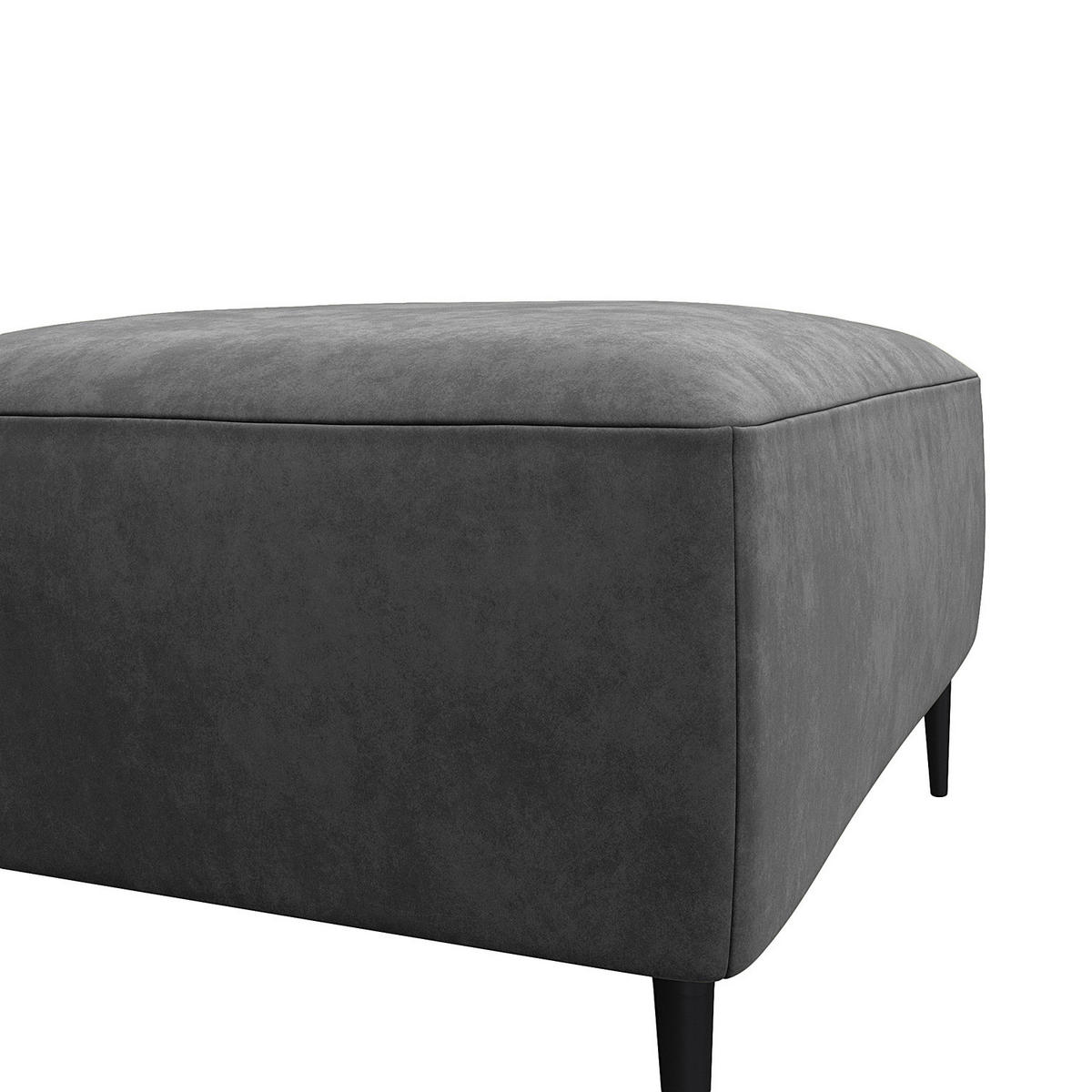 POLSTERHOCKER - Schwarz/Grau, Textil/Metall (90/45/60cm) - home24