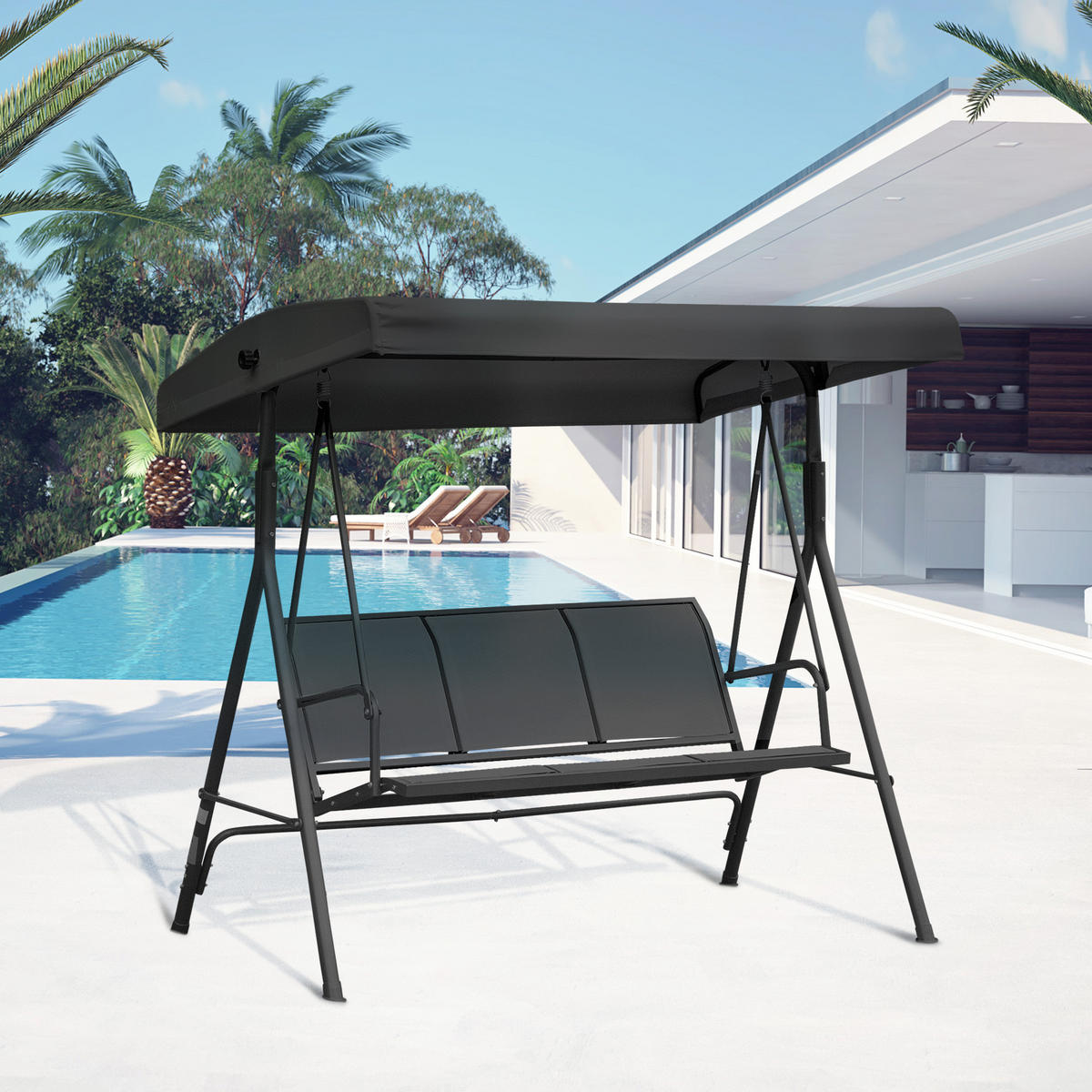 GARTENBANK DE-15240 Schwarz - Schwarz, Metall (175/159/118cm) - ComfortXL
