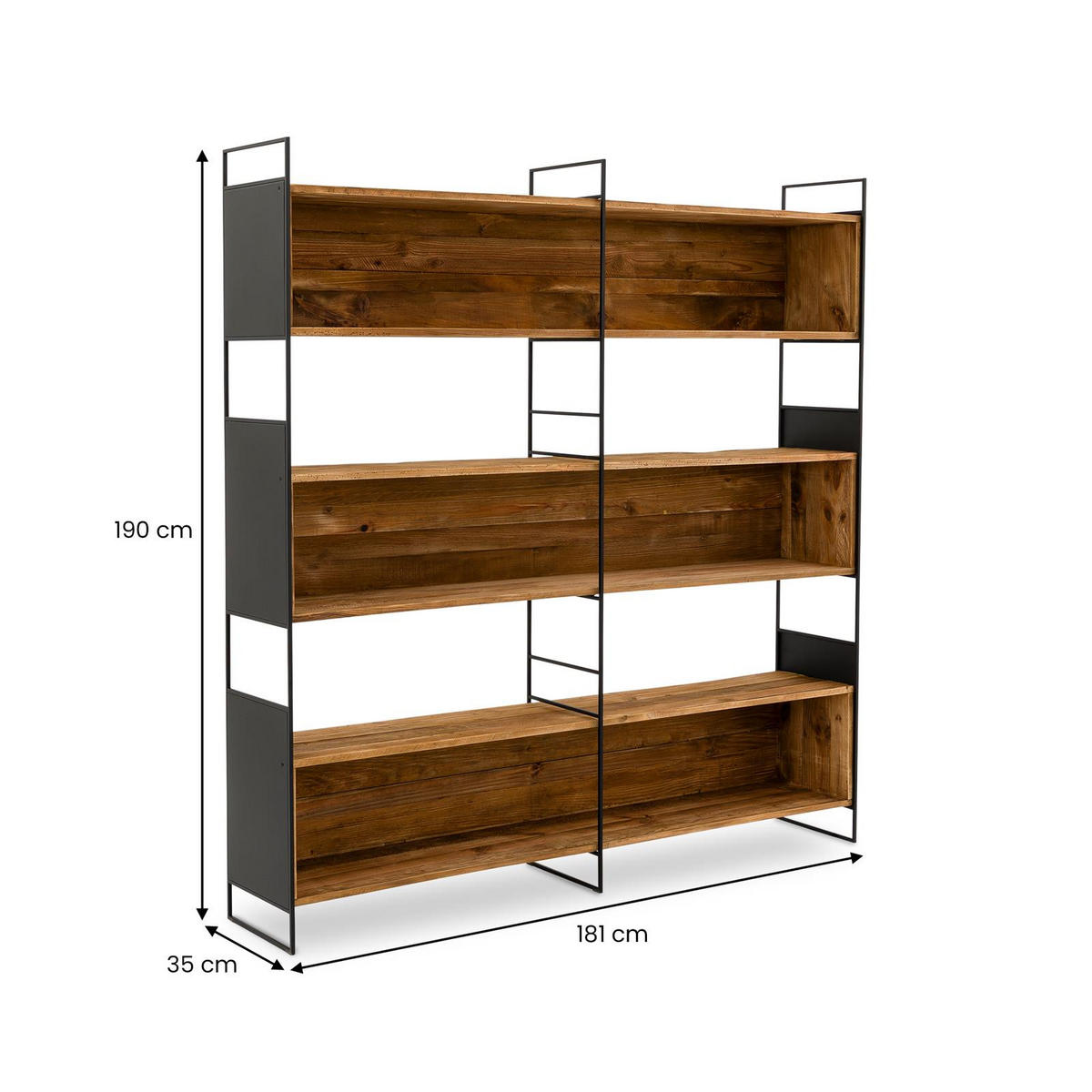 REGAL AMAGI natur, schwarz - Naturfarben, Holz (181/190/35cm) - IDIMEX