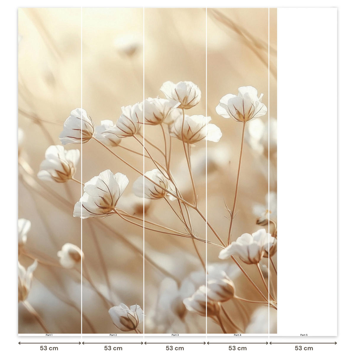 TAPETE - Wild - Blumen - Weiß - 220x280 cm - Creme, Papier (220/280cm) - OnlyWow