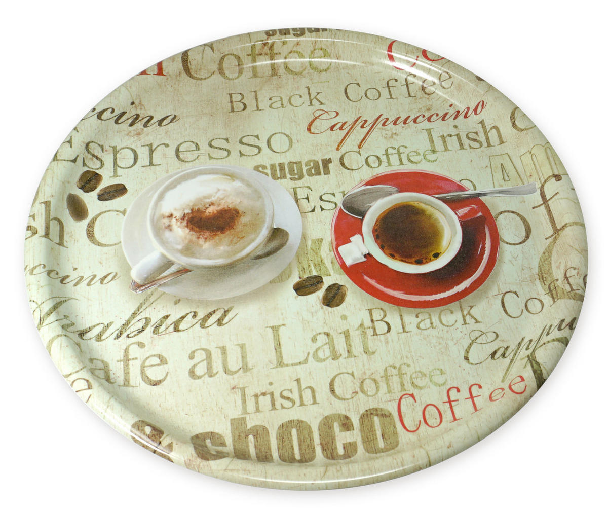 TABLETT rund Espresso, Melamin ServierTablett rund Ø 40 cm - Beige, Kunststoff (40/2/40cm) - Lashuma